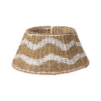 Base De Árbol De Navidad De Algas Marinas ⌀ 51 Cm Redondo Accesorios Hechos A Mano Natural Con Blanco Hiver