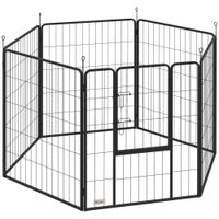 pawhut parque para perros de 6 paneles de 100 cm de altura con puerta para interior y exterior 160x80x100 cm negro   aosom espana