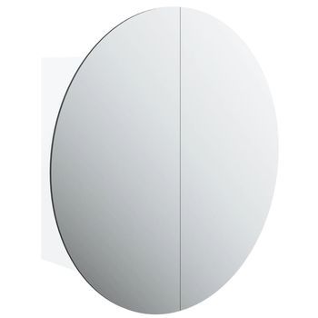 Armario De Baño | Mueble De Baño Con Espejo Redondo Y Led Blanco 47x47x17,5 Cm