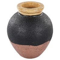 jarron de terracota negro rosa dorado 31 cm hecho pintado a mano vintage daulis