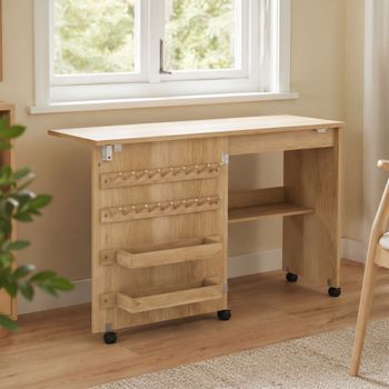 Mesa Costura De Melamina De Madera Homcom 116,3x49,5x76,5cm Natural