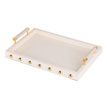 Bandeja Mdf / Acero Inox Beige 45x31x9 Cm