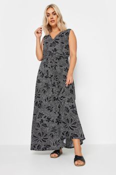Yours Vestido Largo Negro Sin Mangas Con Flores, Mujer Curvy Y Tallas Grandes, Yours