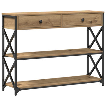 Mesa De Consola | Mesa De Entrada Con Cajón Roble Artisan 100 X 28 X 75 Cm