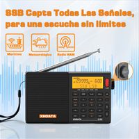 radio xhdata d808 profesional am fm onda corta lw aeronautico ssb rds receptor multibanda portable con sonido estereo alta calidad larga distancia bateria recargable luz nocturna mejor regalo