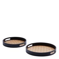 set de 2 bandejas decorativas redondas negras d36