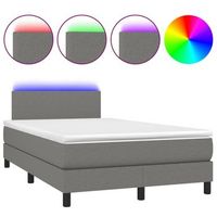 estructura de cama led con cabecero con somier colchon 120x200 cm tela gris oscuro tdl0208419