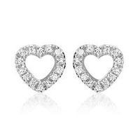 pendientes corazon de oro blanco 14 quilates con diamantes