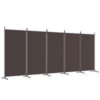 biombo divisor de 5 paneles de tela marron 433x180 cm vidaxl