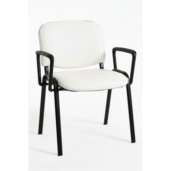 Pack 4 Sillas Ofis Polipiel Con Brazos De Polipiel 78*47*43 Cm - Blanco
