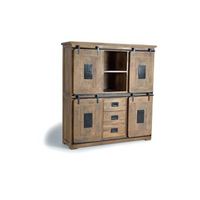 alacena de estilo industrial en madera de mango y toques en metal