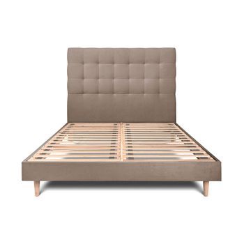 Cama 160x200 Cm Con Cabecero Tapizado - Tejido Terciopelo