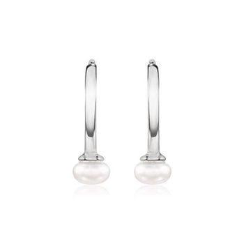 Pendientes de aro de plata 925 con perlas para mujer