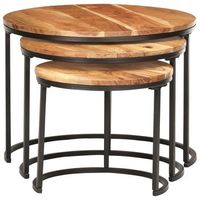 3 uds mesas apilables  mesita auxiliar  mesa de cafe madera maciza de acacia