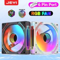 ventilador de pc jeyi rgb de 12cm con efecto de luz ciclica argb ventilador de refrigeracion de 6 pines silencioso con controlador argb
