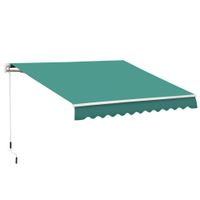 outsunny toldo de pared con brazo articulado y manivela marco resistente de aluminio y cubierta de poliester 295x245 cm verde