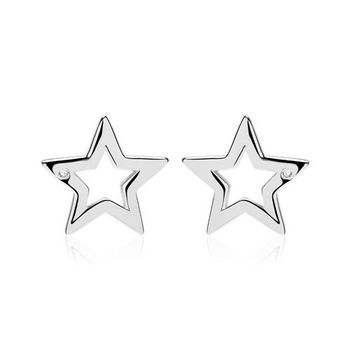 Pendientes estrella de plata 925 con circonita