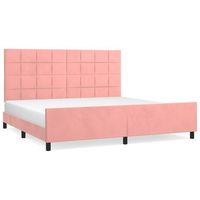 cama de matrimonio  cama de adulto  estructura de cama con cabecero de terciopelo rosa 200x200 cm
