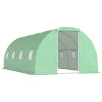 outsunny invernadero de tunel 6x3x2 m con puerta enrollable 8 ventanas de malla y estructura de acero galvanizado verde