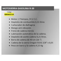 motosierra gasolina papillon 38 cc  40 cm r-39 - neoferr