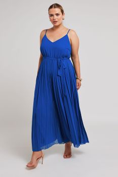 Yours London Vestido Plisado Azul De Tirantes , Mujer Curvy Y Tallas Grandes, Yours London