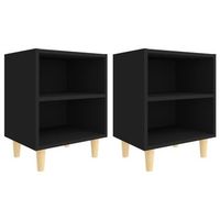 mesitas de noche 2 uds patas madera maciza negras 40x30x50 cm vidaxl