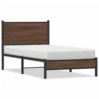 estructura de cama con cabecero metal marron roble 75x190 cm