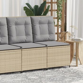 Sillón Reclinable De Jardín | Silla De Exterior Con Cojines Ratán Sintético Beige Cfw986226