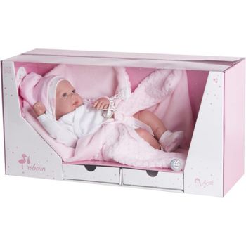 ARIAS - Muñecas Arias - Reborn Roció de 45 cm con Manta, Bebé Realista con Extremidades de Vinyl y Cuerpo Blando Arias 98020