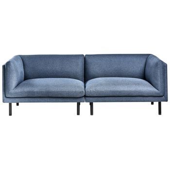Sofá 3 Plazas Tapizado Tela De Poliéster Patas De Hierro Muebles Sala De Estar Azul Oscuro Vorgod
