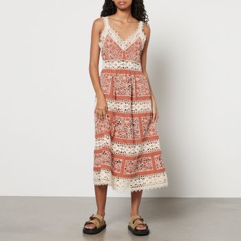 Sea New York Joah Guipure Lace and Cotton Sleeveless Midi Dress - US 8/UK 12