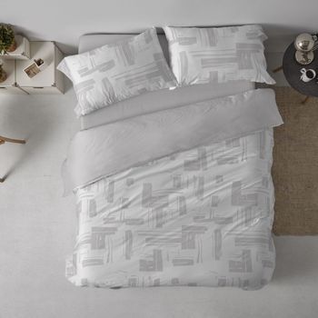 Juego Funda Nórdica 50% Algodón Cama De 180 Cm - Gris - Burrito Blanco