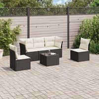 conjunto de sofas de jardin 6 uds  mueble jardin mesa y sillas y cojines ratan sintetico negro cfw120363