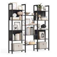 libreria estanteria de almacenamiento con estantes marco de metal negro ebano  negro tinta  158a cm