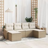 juego de sofa de jardin de 6 piezas con cojines beige polirratan v4175 unico  beige