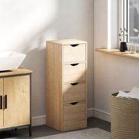 armario de bano de melamina de madera homcom 29x29x83 cm-natural