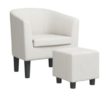 Vidaxl sillón con taburete cuero sintético blanco
