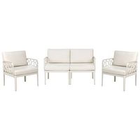 conjunto de jardin moderno 4 plazas estructura sintetica con cojines beige claro eriche