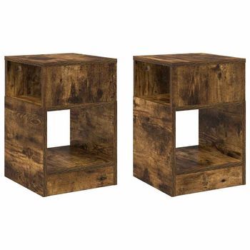 2 Piezas Mesa Auxiliar | Mesa De Apoyo Roble Ahumado 30,5 X 30 X 45 Cm