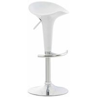 taburete de bar x1 con reposapies asiento giratorio de plastico blanco y metal cromado 100005368