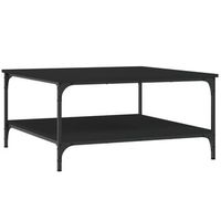 mesa de centro de diseno industrial con estantes 80 x 80 x 40 cm madera de ingenieria negra y hierro dec039789