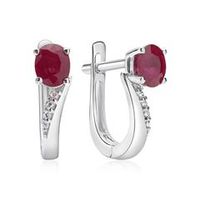 de aros 14 quilates oro blanco 8 diamantes y 2 rubies