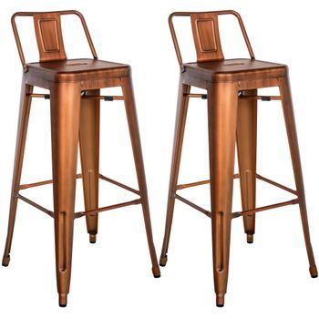 Juego De 2 Taburetes De Bar Mason Metal Cobre 43x44x96 Cm Clp