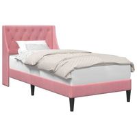 cama individual  cama para adulto  estructura de cama con cabecera rosa 80 x 200 cm terciopelo