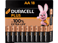 pilas aa - duracell plus alcalinas mn1500 lr6  lr06 15 voltios paquete de 18 negro