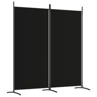 biombo separador de ambientes 2 paneles 175 x 180 cm tela negra y hierro dec030713
