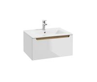 mueble lavabo individual encastrado 60cm 1 cajon livia blanco y madera