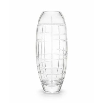 Jarrón tallado ovalado de cristal transparente  28 cm
