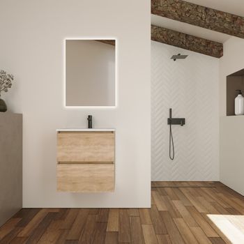 Conjunto De Baño Kaji | 60 Cm Bardolino | Dos Cajones | Lavabo Empotrado | Mueble Montado | No Incluye Espejo | Alday