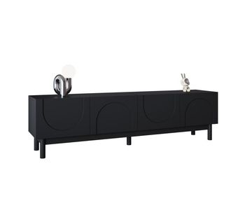 Mueble tv 169cm de mdf y panel de partículas con 4 puertas,negro
